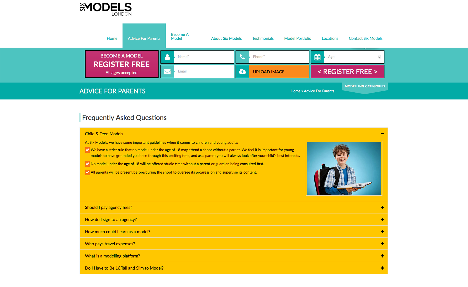 six models website image 4