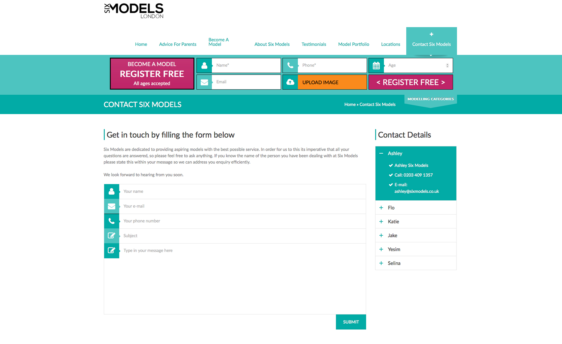 six models website image 6